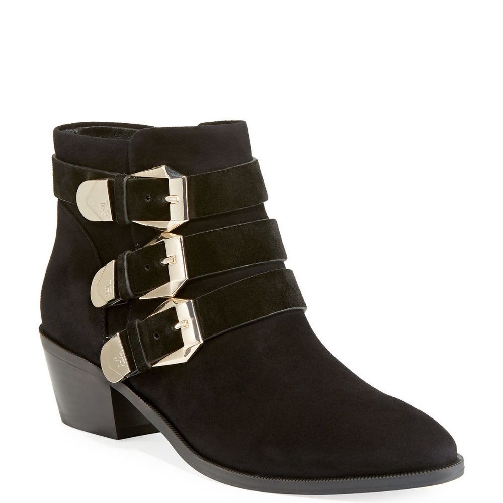 Taryn Rose Women's New Samantha Ankle Boot, Black Suede, 6 M